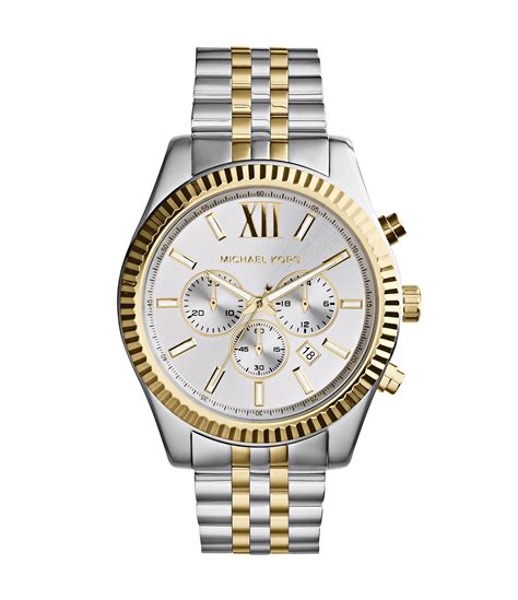 michael kors chronograph watch silver and gold|Michael Kors lexington watch men's.